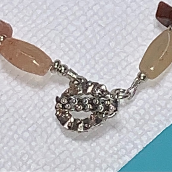 Handcrafted “Just Peachy” Sunstone & Agate Necklace & Earrings Set 925 - Picture 8 of 14